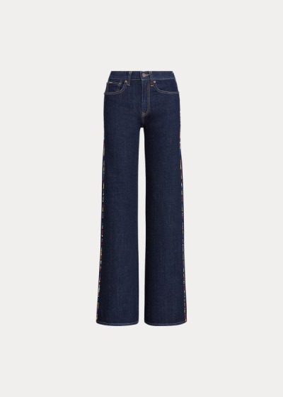 Jeans Polo Ralph Lauren Mujer Azules Oscuro - Ulta Stretch Wide-Leg - RTZWC8795